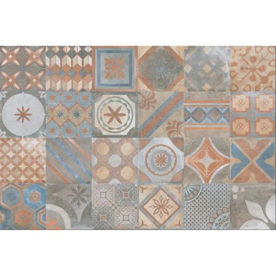 stredomorsky styl kachlicky obklad podlahova dlazba gresova zmiesane vzory farebne country vintage oranzova modra opotrebovane rustikalne 20x20 gres country sedliacky dom vidiecky dom.jpg